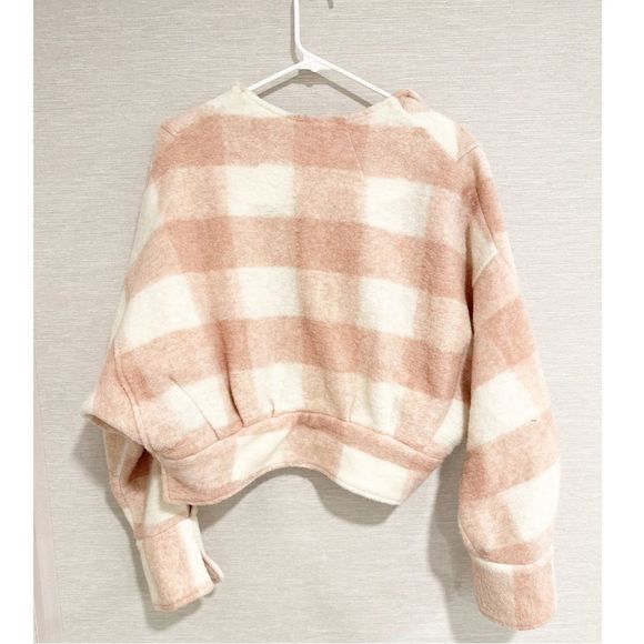 Anthropologie blushed Buffalo plaid pink jacket size extra small - Picture 2 of 5